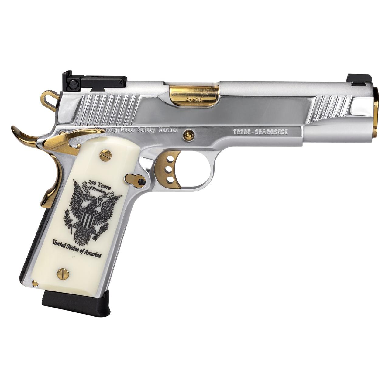 EAA Girsan MC1911 250th Anniversary Handgun .45 Auto 8rd Magazines(2) 5″ Barrel Engraved Slide and Grips Hard Case