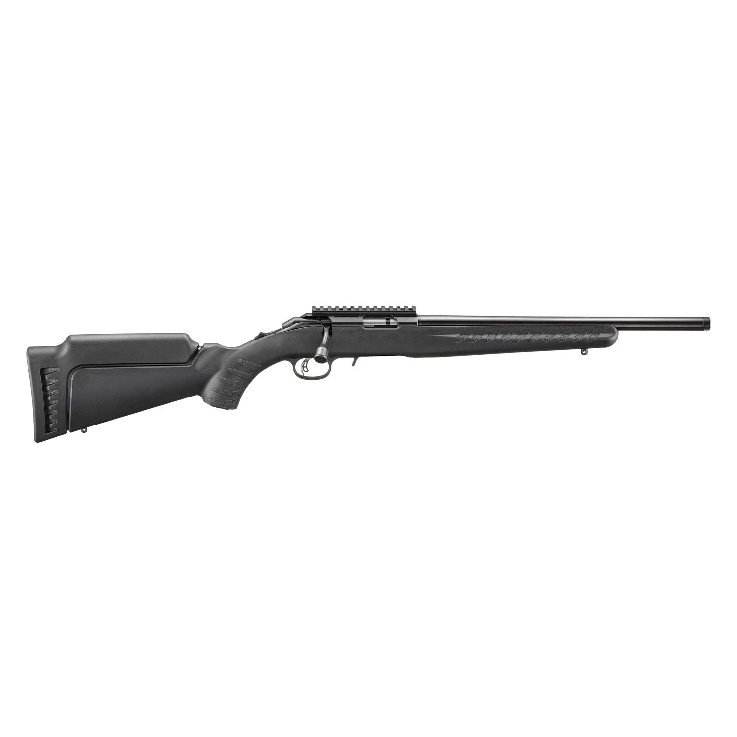 Ruger American Rimfire Rifle .22 WMR 9rd Magazine(1) 16.1″ Threaded Barrel Black Synthetic Stock