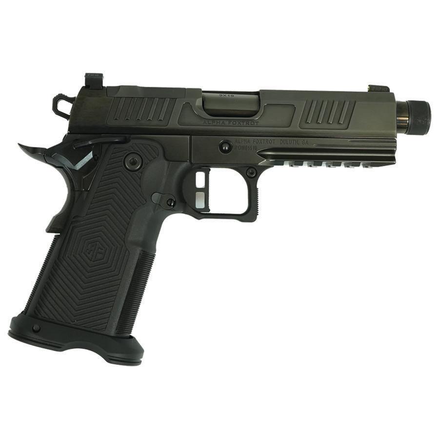 Alpha Foxtrot AF1911 Romulus Handgun 9mm Luger 17rd & 20rd Magazine 4.25″ Threaded Barrel Black RMSc Cut Polished DLC