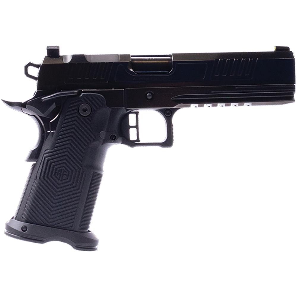 Alpha Foxtrot AF1911 Romulus Handgun 9mm Luger 17 & 20rd Magazines 5″ Bull Barrel Polished DLC Black RMSc Cut