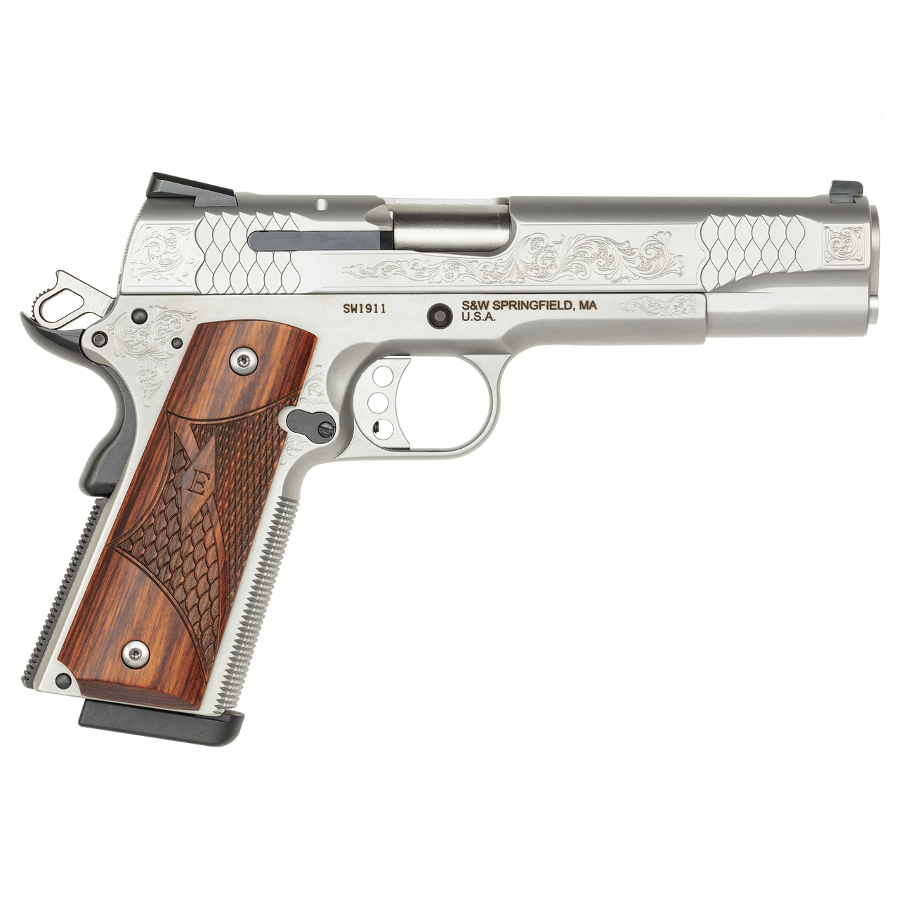 SMITH & WESSON 1911 45ACP 4.5″ PSTL ENGRAVED 8RD