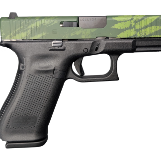 GLOCK 45 V ISLAND CAMO 9MM PISTOL 4″ BLACK-BLK/GRN SLIDE FXD 3-17RD MAGS