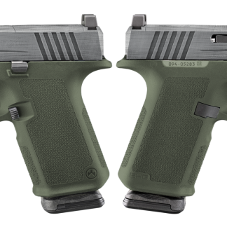 RUGER RXM 9MM PISTOL 4″ CRUSHED SILVER BATTLE WORN/GREEN O.R. 2-15RD MAGS – ORION EXCLUSIVE