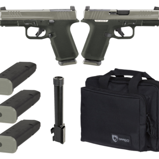 RUGER RXM TACTICAL BUNDLE 9MM PISTOL 4″ THREADED, 2 TONE ODG O.R. RANGE BAG, 3-15RD MAGS