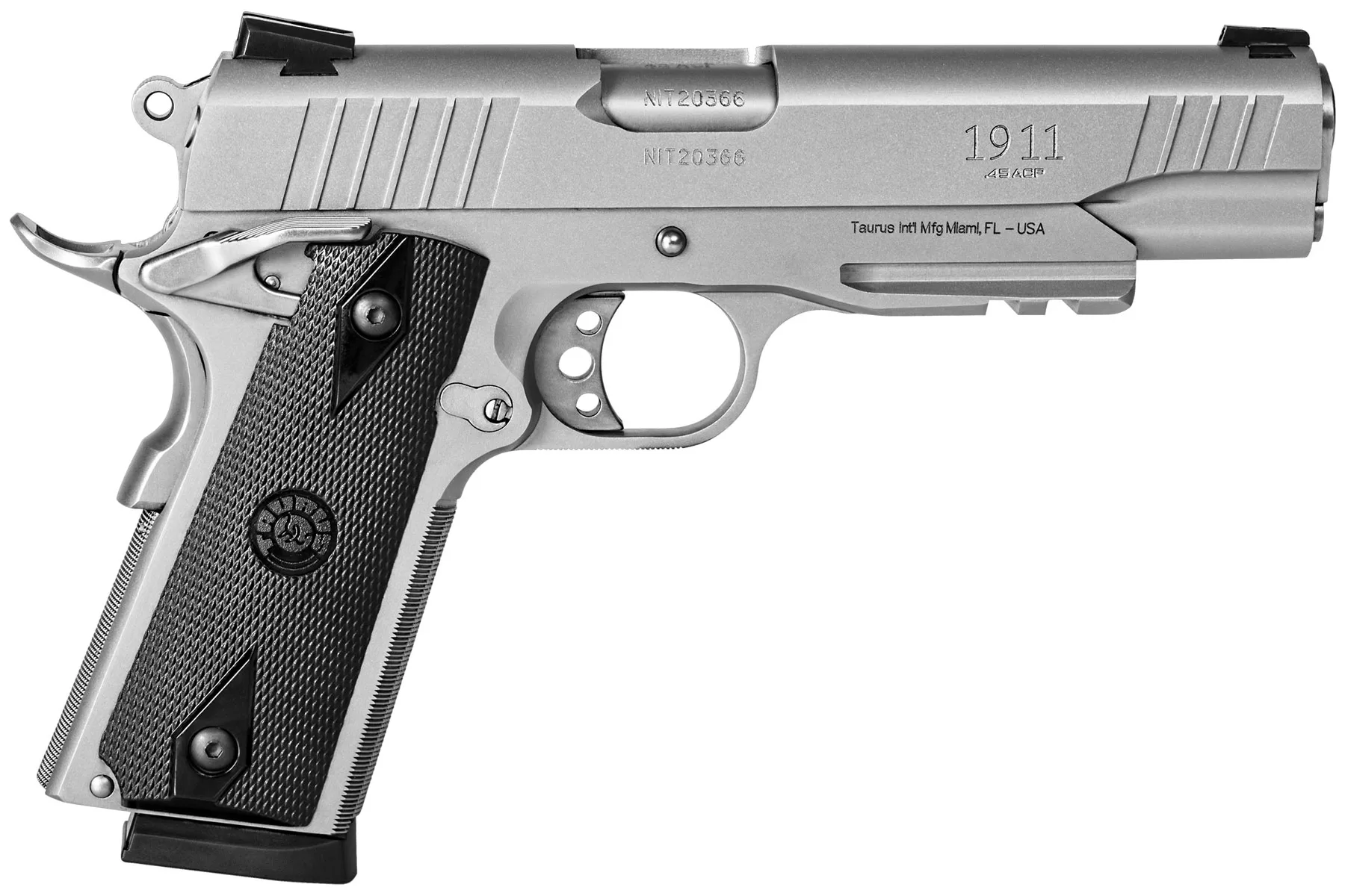 TAURUS PT1911 45ACP STS PSTL 5″ 2-8RD PIC RAIL